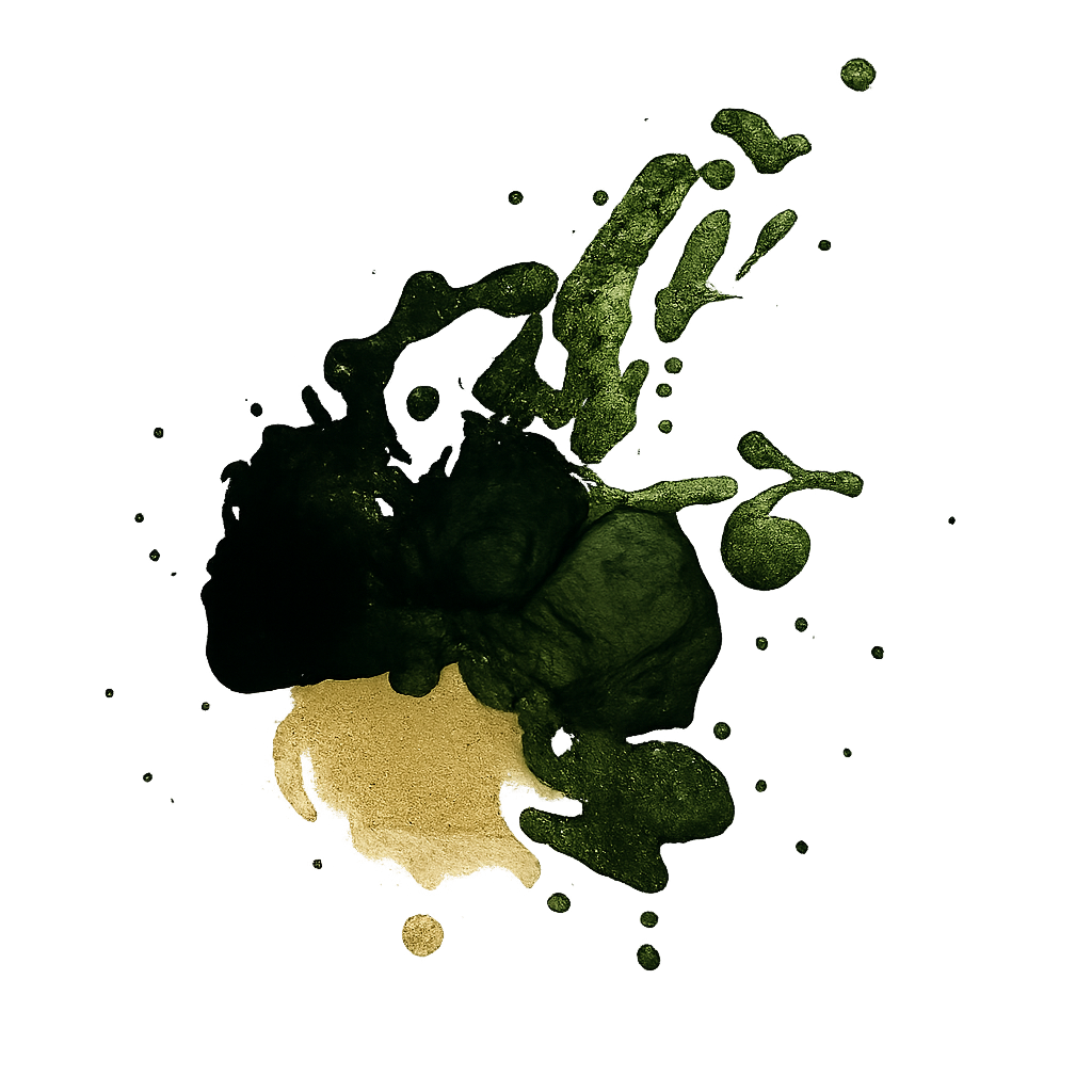 Abstrakter Wachs- und Farbeffekt in dunklem Grün mit goldenen Akzenten – gestalterisches Element im Corporate Design von Abstractum.